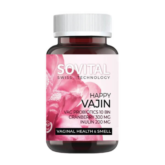 Sovital Happy Vajin 60 kapsül probiyotik blend 10 milyar CFU kızılcık ekstresi 300 mg C vitamini 60 mg inülin 200 mg- 1