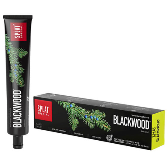 Splat Blackwood siyah diş macunu 75 ml odun kömürü ardıç ekstraktlı beyazlatmaya yardımcı ferah nefes- 1