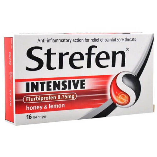 Strefen Bal & Limon 16 pastil kutusu, 8.75 mg flurbiprofen, bal ve limon aromalı, 16 adet boğaz pastili- 1