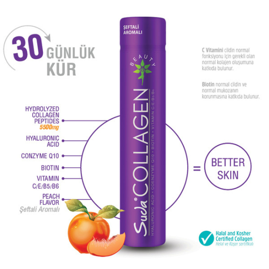Suda Collagen Peach Flavor 30 Shots x 40 ml - 2