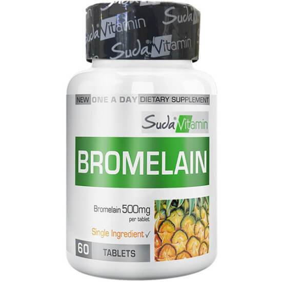 Suda Vitamin Bromelain 500 mg gıda takviyesi 60 tablet kutu, ananas sapından elde edilen bromelain enzimi- 1