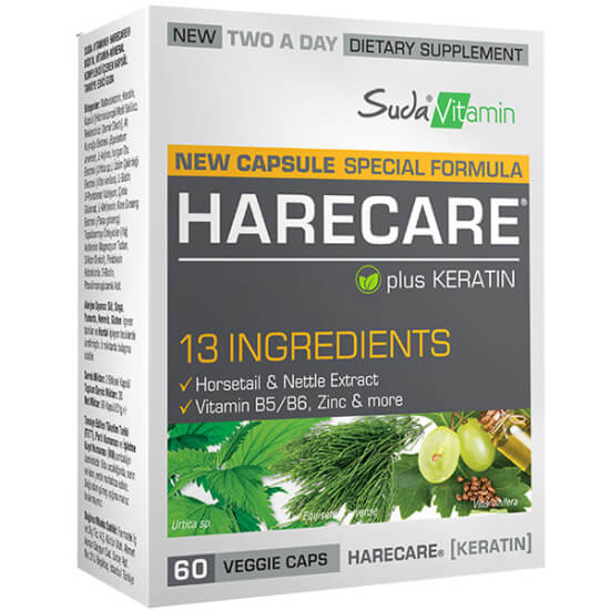 Suda Vitamin Harecare 60 kapsül biotin 2500 mcg çinko 10 mg keratin at kuyruğu ısırgan üzüm çekirdeği- 1