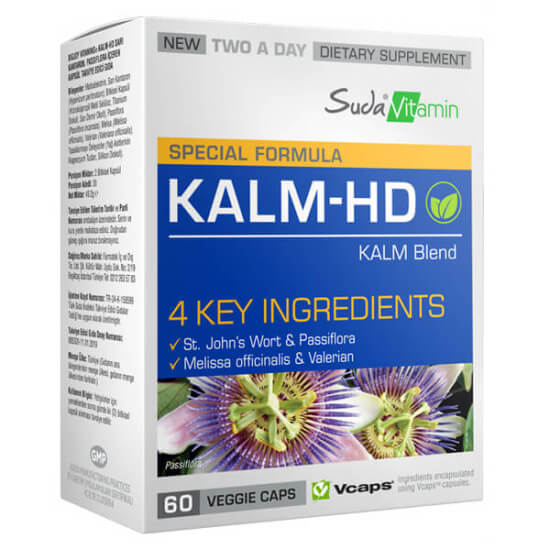 Suda Vitamin Kalm HD 60 kapsül bitkisel ekstre Passiflora sarı kantaron rodiola melisa valerian 5-HTP 60 kapsül- 1