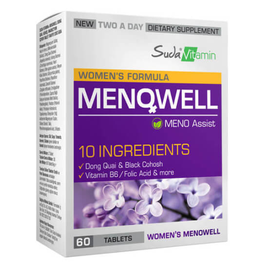 Suda Vitamin Menowell Womens Formula 60 Tablet kadın formülü 60 tablet dong quai 120 mg magnezyum 70 mg B6 folik asit biotin- 1