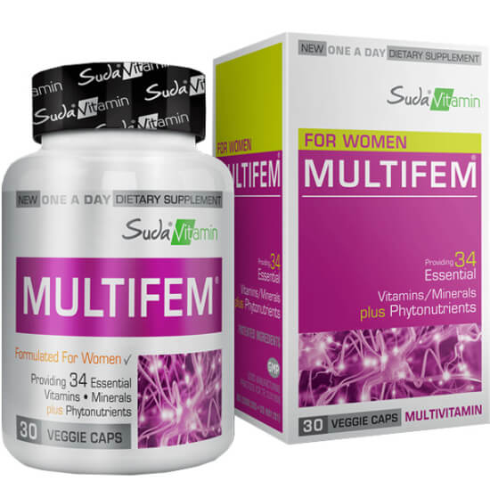 Suda Vitamin Multifem Women’s Multivitamin 30 kapsül kadınlara özel 34 bileşenli takviye B12 D3 çinko demir koenzim Q10- 1