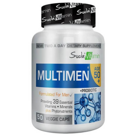Suda Vitamin Multimen 50+ 50 kapsül multivitamin mineral takviyesi, A C D3 E vitaminleri ve çinko içeren kutu- 1