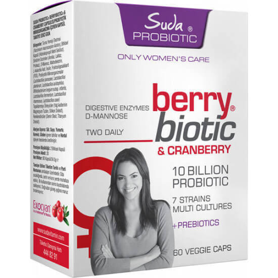 Suda Vitamin Probiotic Berrybiotic 60 kapsül probiyotik takviye, turna yemişi ekstresi 240 mg, C vitamini 75 mg- 1