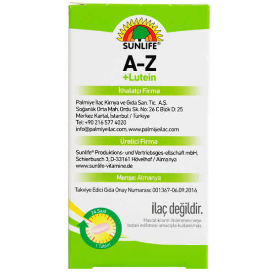 Sunlife A Z Vitamin Lutein 60 Tablet Göz Vitamini - 3