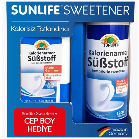 Sunlife Sweetener 1200 tatlandırıcı 300 tablet kutu, sodyum siklamat 40 mg ve sodyum sakkarin 4 mg içeren tablet- 1