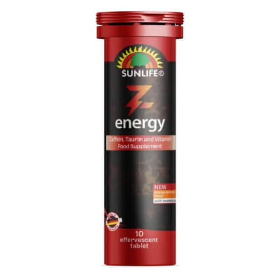 Sunlife Z Energy 10 efervesan tablet portakal badem aromalı 10 tablet taurin 800 mg glukoronolakton 400 mg kafein 80 mg- 1