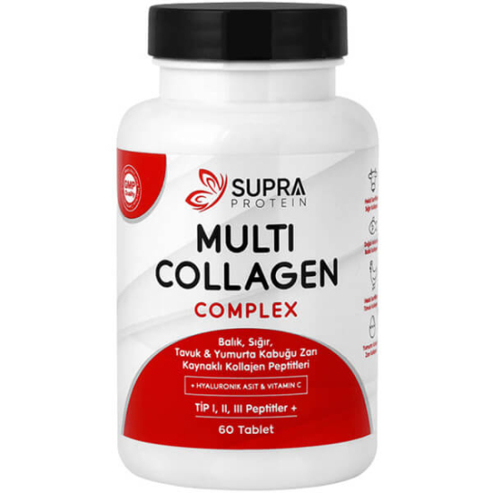 Supra Protein Multi Collagen Complex 60 tablet balık sığır tavuk yumurta zarı kolajen hyaluronik asit C vitamini- 1