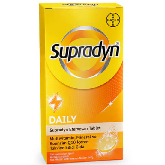 Supradyn Daily Koenzim Q10 efervesan 30 tablet 4,5 mg Koenzim Q10 içeren günlük 1 kullanım multivitamin takviyesi- 1