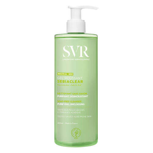 SVR Sebiaclear Foaming Jel 400 ml yağlı karma hassas ciltler için yüz vücut temizleme jeli sabunsuz renksiz makyaj arındırıcı- 1