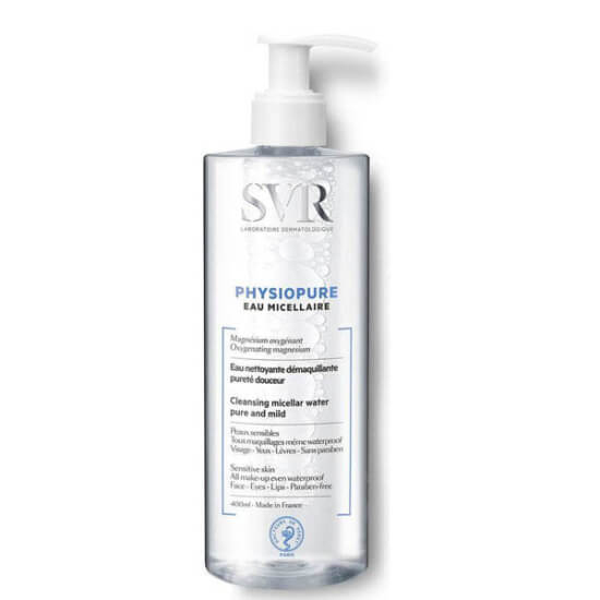 SVR Physiopure Micellar Solüsyon 400 ml yüz boyun makyaj temizleme suyu hassas cilt nemlendirici sivilce siyah nokta- 1