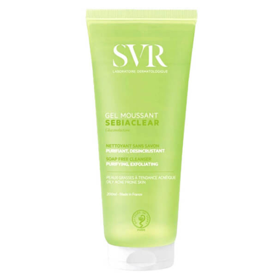 SVR Sebiaclear Foaming Jel 200 ml yüz ve vücut temizleme jeli, karma yağlı hassas cilt, sabunsuz renksiz, makyaj arındırır- 1
