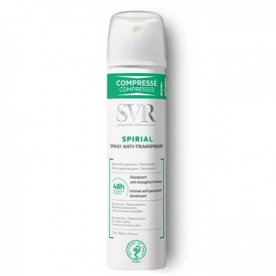 SVR Spirial anti transpirant deodorant sprey 75 ml hassas ciltler için parfümsüz alkolsüz beyaz iz karşıtı- 1