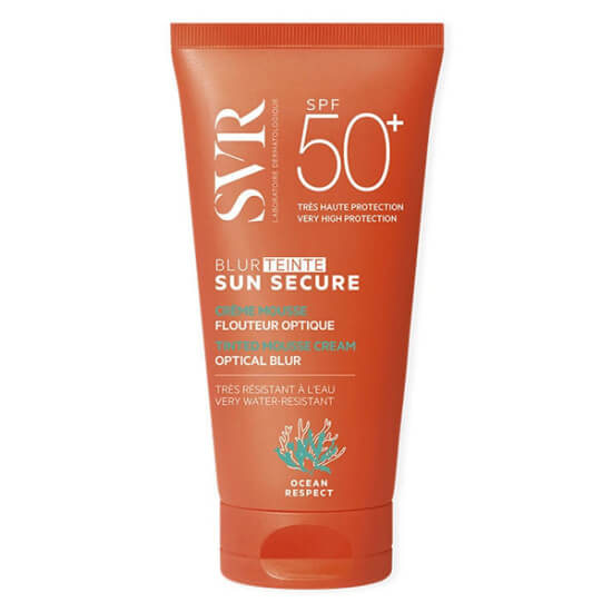 SVR Sun Secure Blur Teinte SPF 50+ bej renkli yüz güneş kremi 50 ml, blur etkili renkli koruma, kutulu ürün- 1