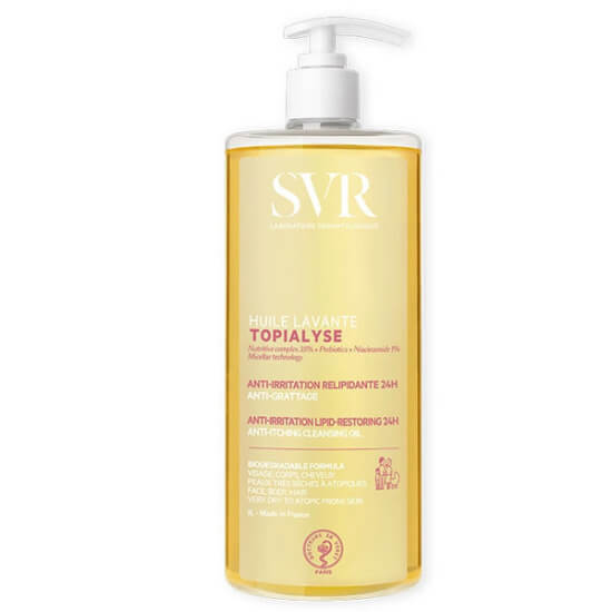SVR Topialyse Huile Lavante 1000 ml misel temizleme yağı çok kuru atopiye meyilli cilt için nazik temizler nemlendirir- 1