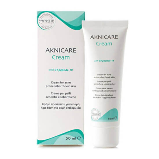 Synchroline Aknicare Cream 50 ml renksiz akne karşıtı bakım kremi yağlı akneye eğilimli ciltler için hyalüronik asit- 1