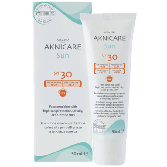 Synchroline Aknicare Sun Tinted SPF 30 50 ml renkli güneş kremi yağlı akneli ciltler için ton eşitleyici- 1