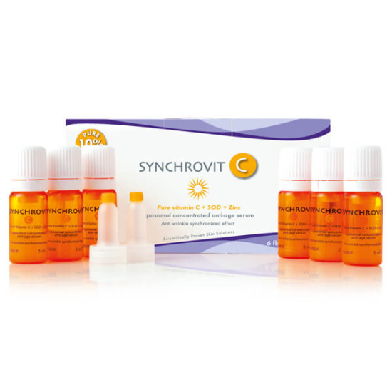 Synchroline Synchrovit C Serum 6x5 ml aktivasyonlu C vitamini anti-aging serum ampul seti yüz boyun kırışıklık karşıtı- 1
