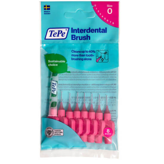 TePe Original 0,4 mm pembe arayüz fırçası 8 adet blister, tel plastik kaplı, ergonomik tutuş, diş arası temizlik- 1