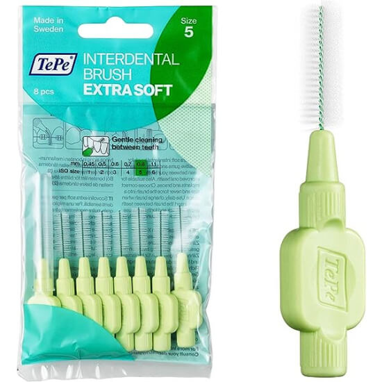 Tepe Interdental Brush Extra Soft yesil 0,8 mm dis arasi firca 6 adet paket ince arayuz fircasi- 1