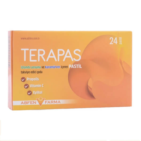Terapas Pastil 24 adet karamürver İzlanda yosunu ve propolis pastil 69,08 mg yosun 77 mg karamürver 4,40 mg propolis- 1