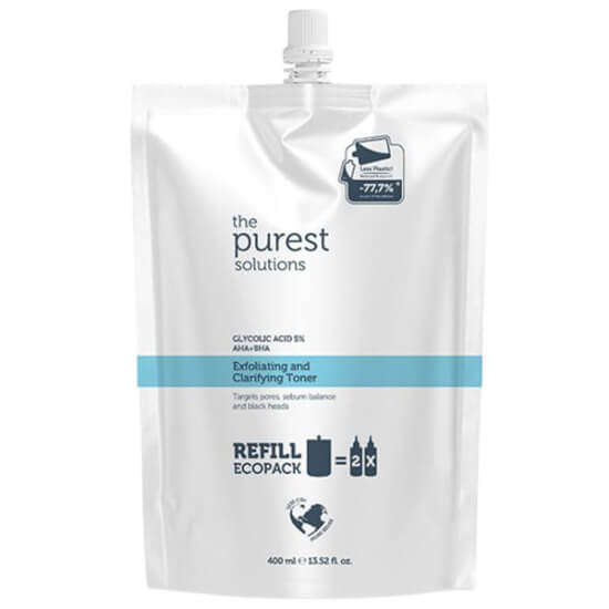 The Purest Solutions Exfoliating Clarifying Toner Refill 400 ml yağ kir makyaj kalıntısı arındırıcı gözenek azaltıcı tonik- 1