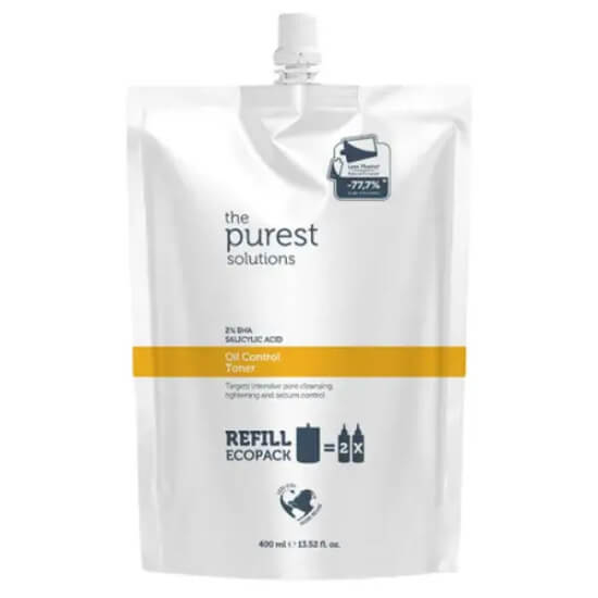 The Purest Solutions Oil Control Toner Refill 400 ml yağ kontrol toniği yedek paket gözenek arındırıcı mat görünüm- 1