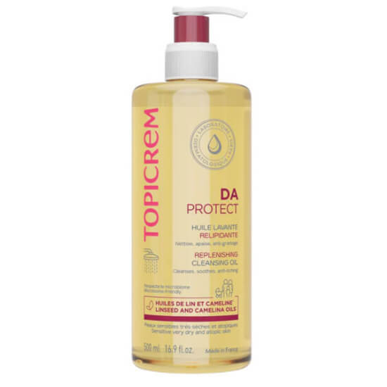 Topicrem DA Protect Replenishing Cleansing Oil 500 ml hassas çok kuru ciltler için yüz vücut saç temizleme yağı- 1