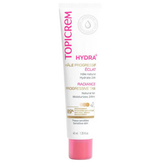 Topicrem Hydra Radiance Progressive Tan 40 ml bronzlaştırıcı krem hassas ciltler için 24 saat nem, yüz ve boyun- 1
