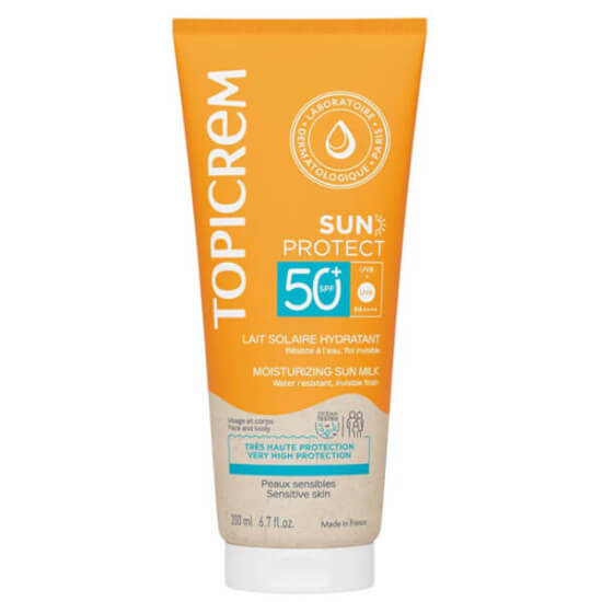 Topicrem Sun Protect nemlendirici güneş sütü SPF 50+ 200 ml, UVA UVB koruma, ekinezya özlü, beyaz iz bırakmaz- 1