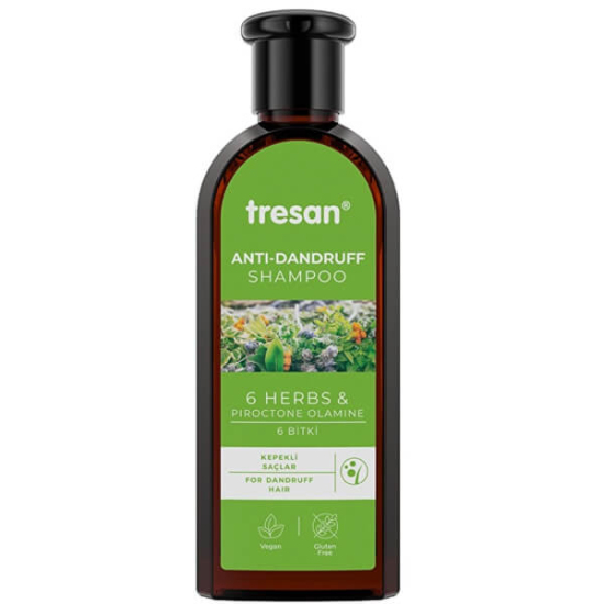 Tresan 6 Bitki Kepek Karşıtı Şampuan 300 ml %0,3 Piroctone Olamine papatya melisa rezene kediotu civanperçemi- 1