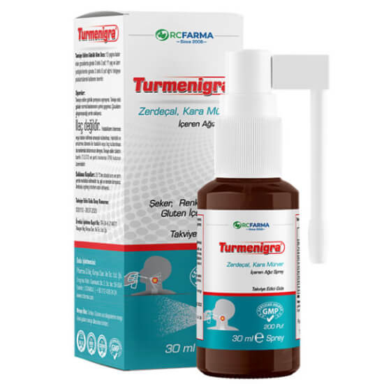 Turmenigra Sambucus Nigra ağız spreyi 30 ml 200 puf zerdeçal 48 mg kara mürver 42 mg şeker koruyucu içermez- 1