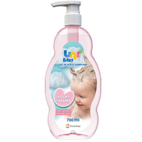 Uni Baby boyasız kolay tarama şampuanı 700 ml hipoalerjenik pH uyumlu alkol paraben SLS SLES silikon içermez- 1