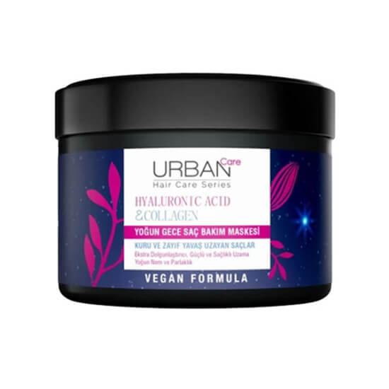 Urban Care Hyaluronic Acid Collagen yoğun gece saç bakım maskesi 230 ml hyaluronik asit kolajen paraben içermez vegan- 1