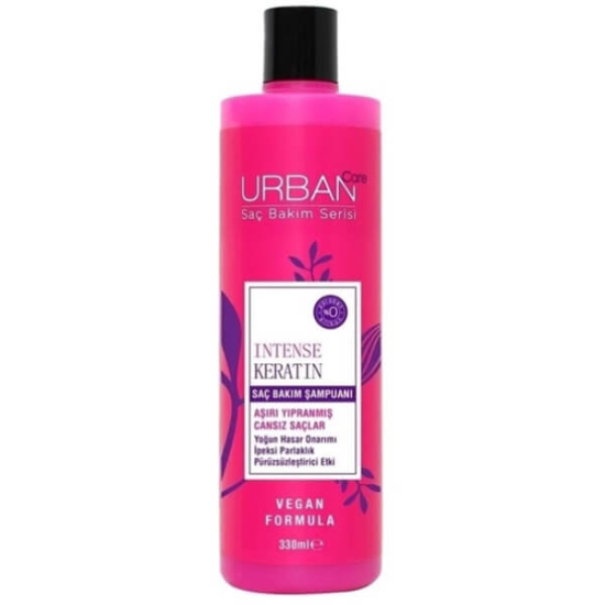 Urban Care Intense Keratin saç bakım şampuanı 330 ml bitkisel keratinli onarıcı pürüzsüzleştirici vegan paraben silikon içermez- 1