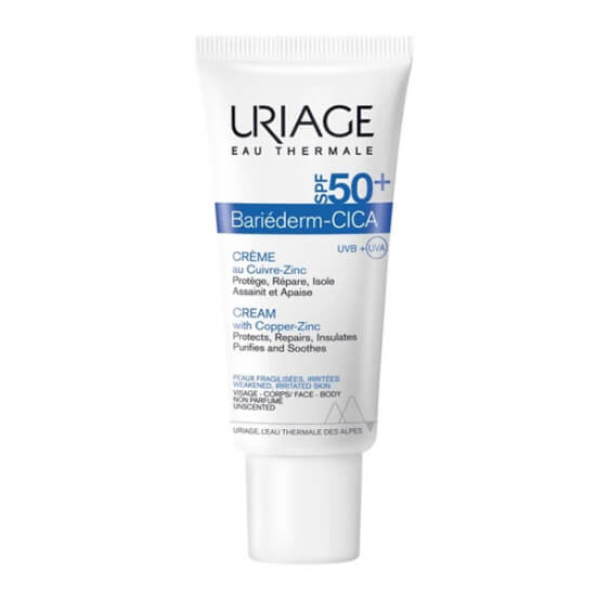 Uriage Bariederm Cica Cream SPF 50 onarıcı krem 40 ml bakır çinko bazlı tahriş zayıflamış cilt için koruyucu- 1