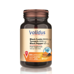 Validus Black Cumin 2600 mg + Turmeric 600 mg + Black Pepper 10 mg 120 Kapsül - Validus