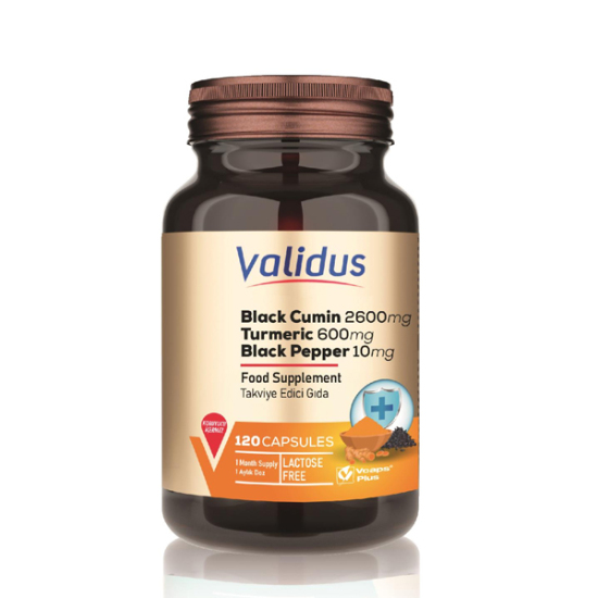 Validus Black Cumin 2600 mg + Turmeric 600 mg + Black Pepper 10 mg 120 Kapsül