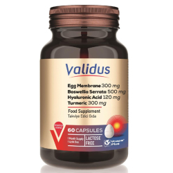Validus Egg Membrane 300 mg Boswellia Serrata 500 mg Hyaluronic Acid 120 mg Turmeric 300 mg 60 Kapsül