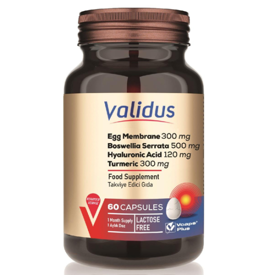 Validus Egg Membrane 300 mg Boswellia Serrata 500 mg Hyaluronic Acid 120 mg Turmeric 300 mg 60 Kapsül - 1
