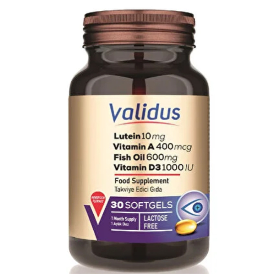 Validus Lutein 10 mg Omega 3 600 mg Zeaxanthin 2 mg 30 Softgel