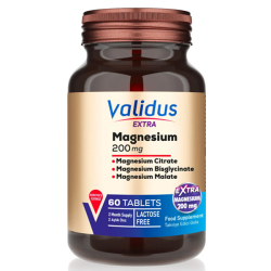 Validus Magnezyum Complex Bisglycinate Sitrat Malat 200 mg 60 Tablet - Validus