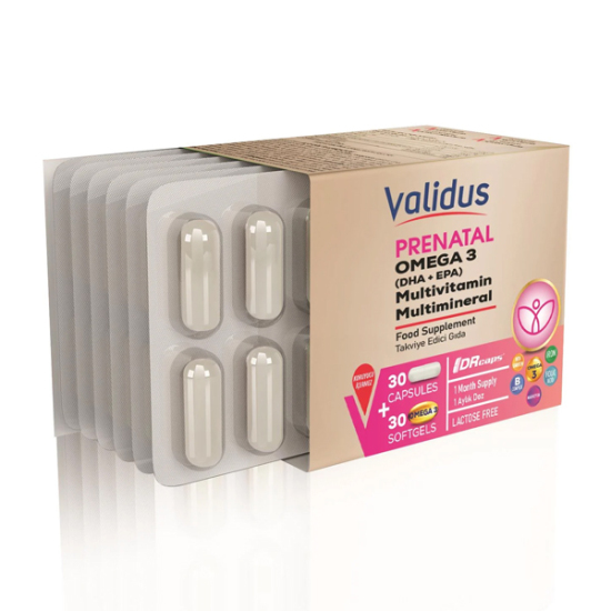 Validus Prenatal Blister Set Multivitamin Mineral 30 Kapsül + Omega 3 DHA 350 EPA 70 mg 30 Softgel