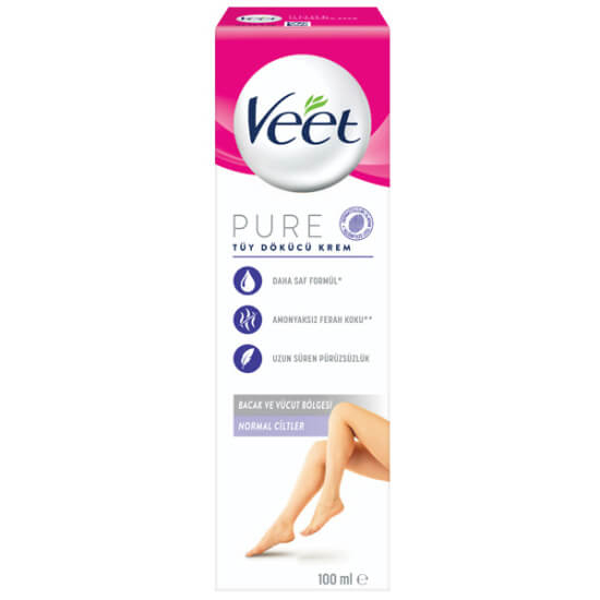 Veet Pure tüy dökücü krem 100 ml normal ciltler için amonyaksız formül ferah koku uzun süren pürüzsüzlük- 1