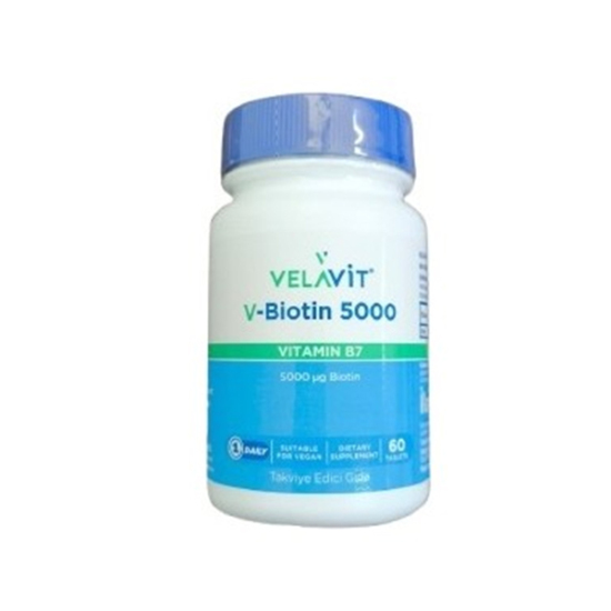  Velavit V Biotin 5000 Vitamin B7 60 Tablet - 1