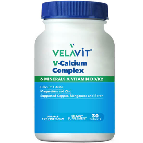 Velavit V Calcium Complex 30 tablet kalsiyum 150 mg magnezyum 60 mg çinko K2 D3 vitaminli mineral kompleks takviye- 1