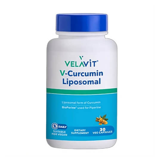 Velavit V Curcumin Liposomal 30 kapsül takviye, liposomal kurkumin ekstresi 61,8 mg ve BioPerine piperin 5 mg- 1